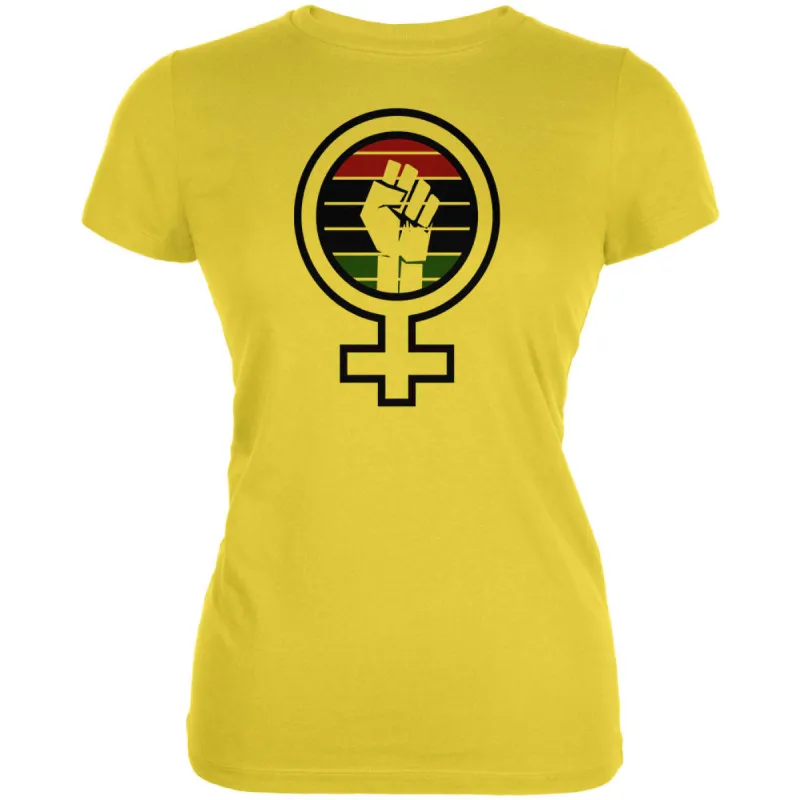 Feminist Raised First 70's Retro Sun Afro-American flag Juniors Soft T Shirt sold by Old Glory