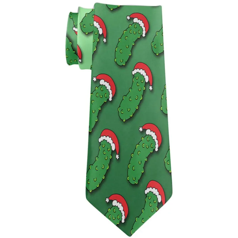 Christmas German Pickle Pattern All Over Neck Tie sold by Old Glory