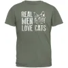 Real Men Love Cats Military Green Adult T-Shirt sold by Old Glory