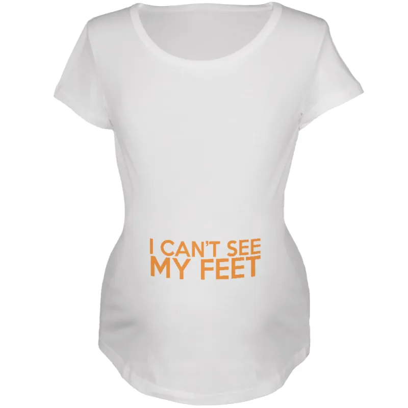 I Can't See My Feet White Womens Soft Maternity T-Shirt sold by Old Glory