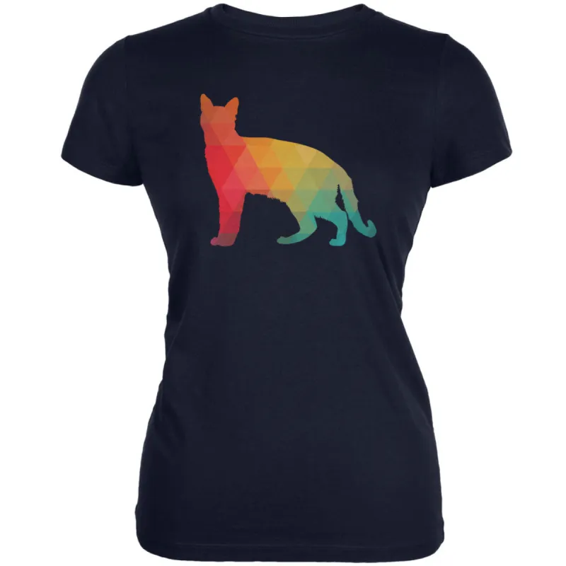 Cat Geometric Navy Juniors Soft T-Shirt sold by Old Glory