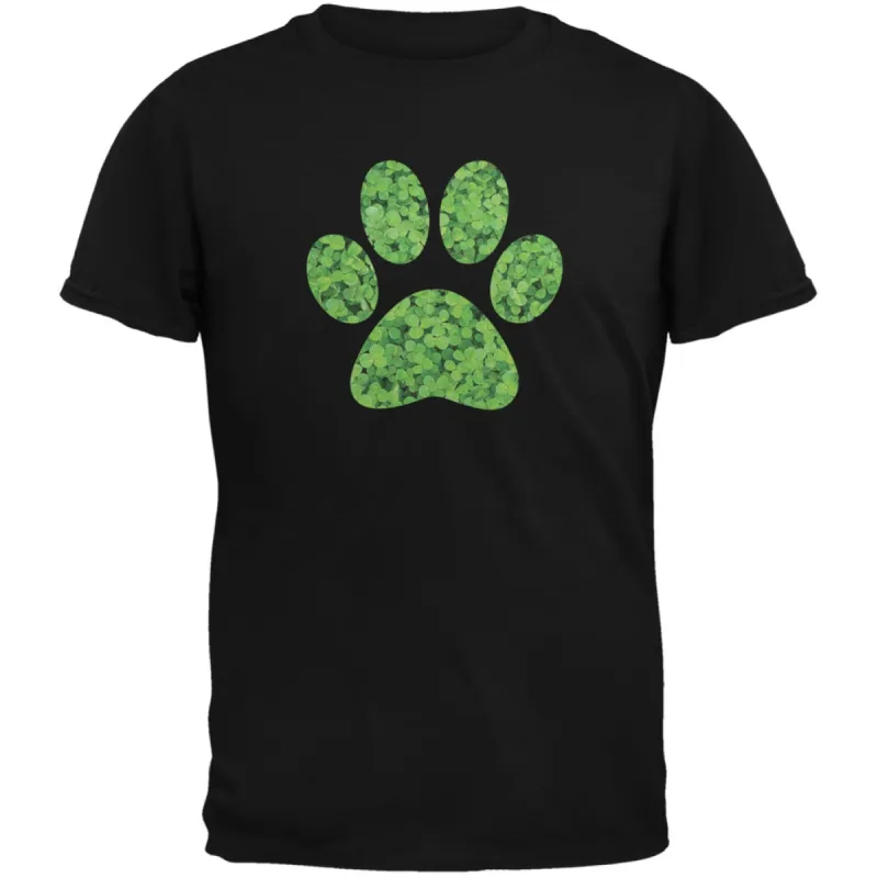 St. Patricks Day - Dog Paw Black Adult T-Shirt sold by Old Glory