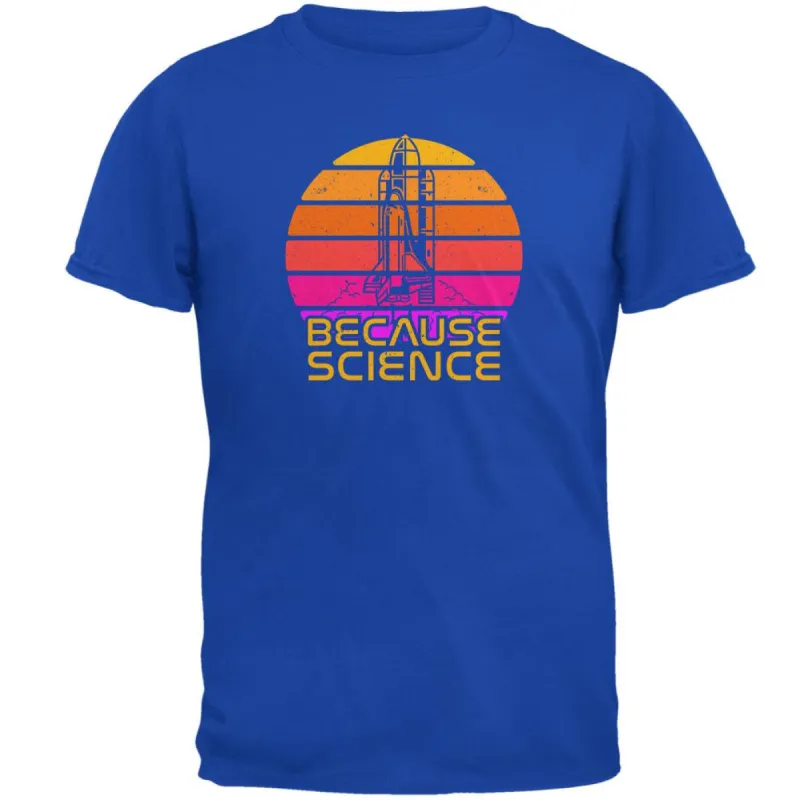 Because Science Space Rocket Retro Sunrise Sun 80s Mens Soft T Shirt sold by Old Glory