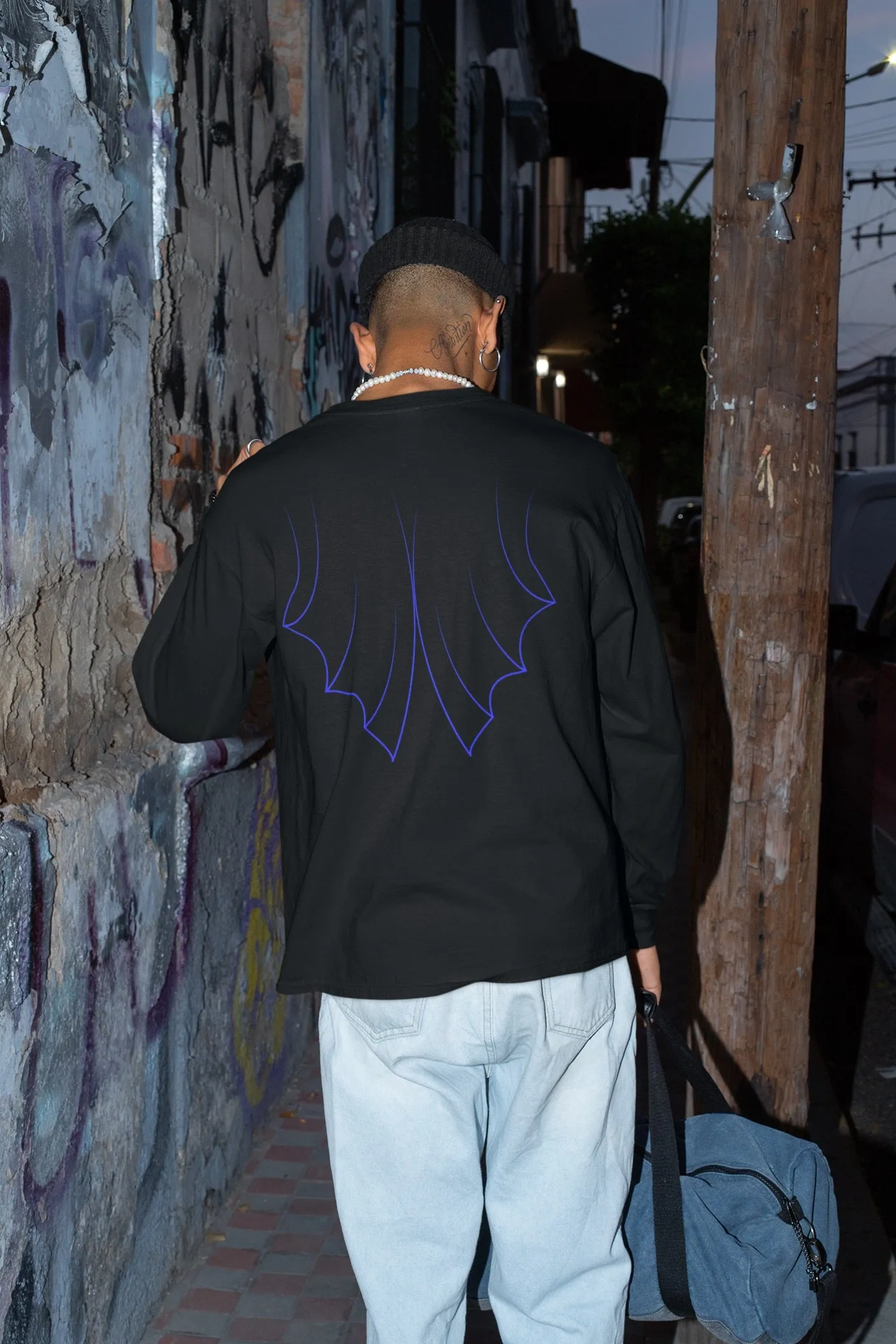 Halloween Bat Costume Mens Long Sleeve T Shirt sold by Old Glory product image thumbnail 5