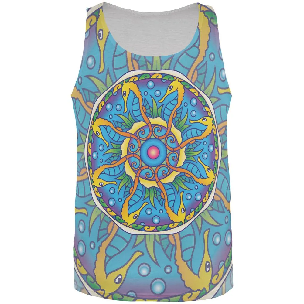 Mandala Trippy Stained Glass Seahorse All Over Mens Tank Top sold by Old Glory