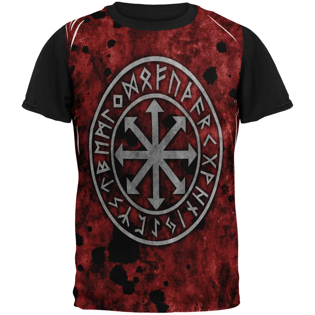 Viking Warrior Chaos Symbol All Over Mens Black Back T Shirt sold by Old Glory