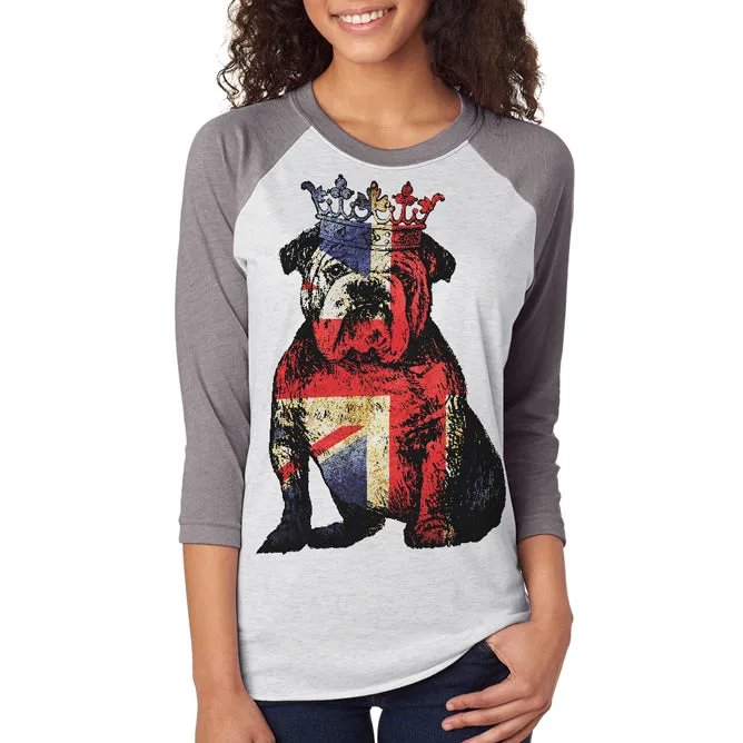 English British Bulldog Crown Grunge Flag Unisex Raglan T Shirt sold by Old Glory product image thumbnail 2