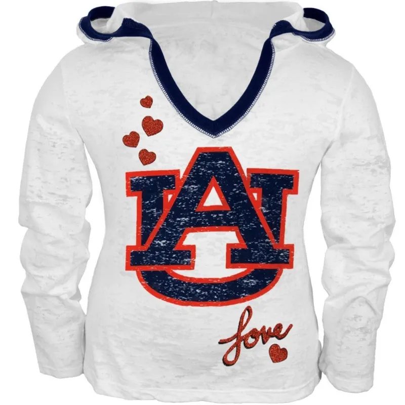 Auburn Tigers - Heart Girls Juvy Burnout Hooded Long Sleeve T-Shirt sold by Old Glory
