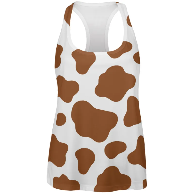 Halloween Costume Brown Spot Cow All Over Womens Work Out Tank Top sold by Old Glory