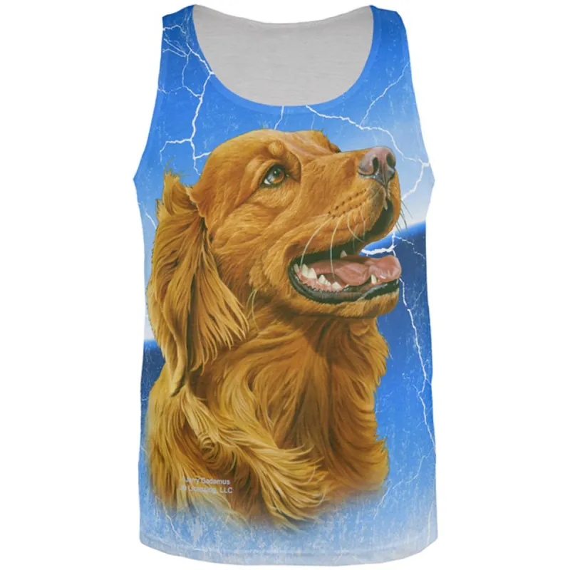 Golden Retriever Live Forever All Over Adult Tank Top sold by Old Glory