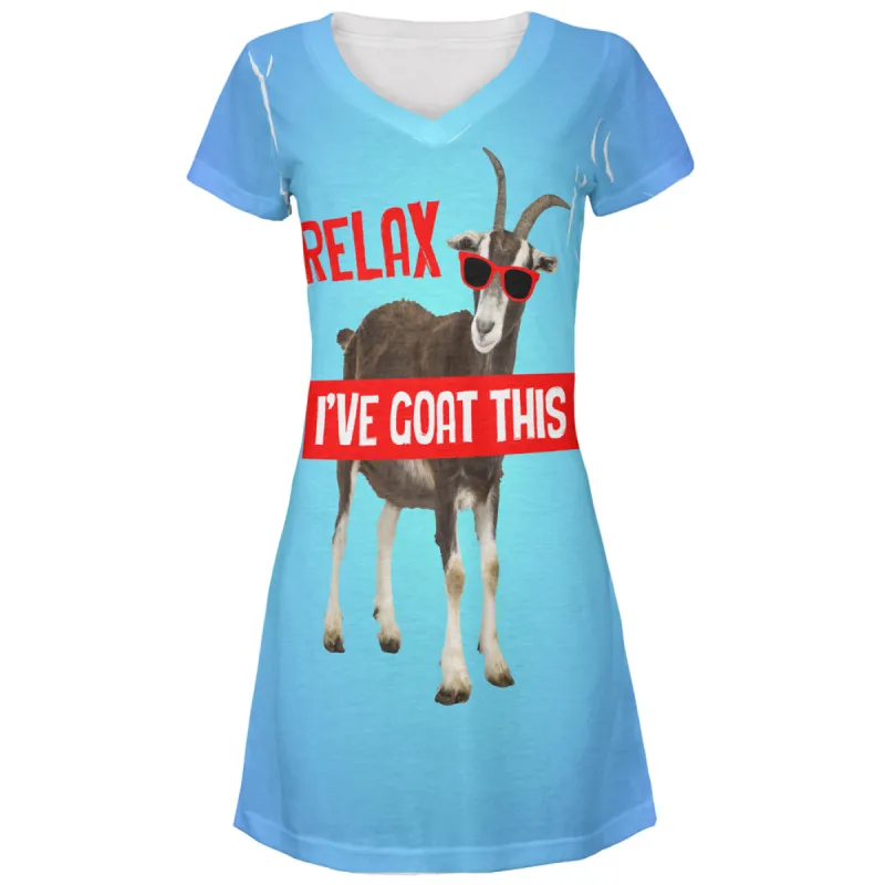 Relax I've Goat Got This All Over Juniors Beach Cover-Up Dress sold by Old Glory