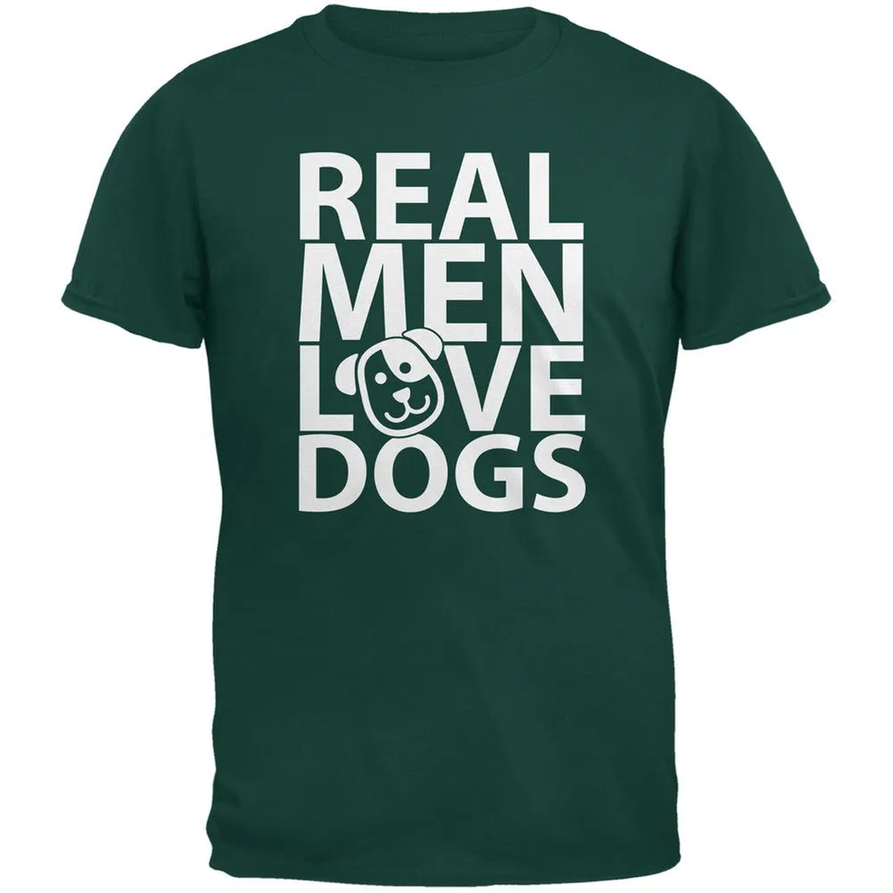 Valentine's Day - Real Men Love Dogs Dark Green Adult T-Shirt sold by Old Glory