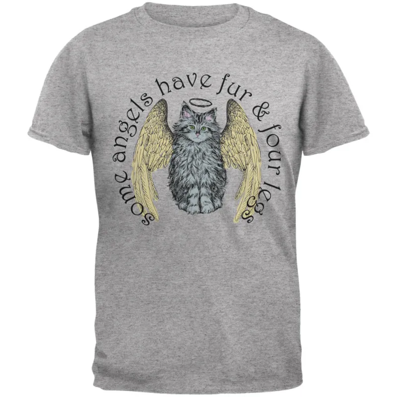 Cat Angel Heather Grey Adult T-Shirt sold by Old Glory