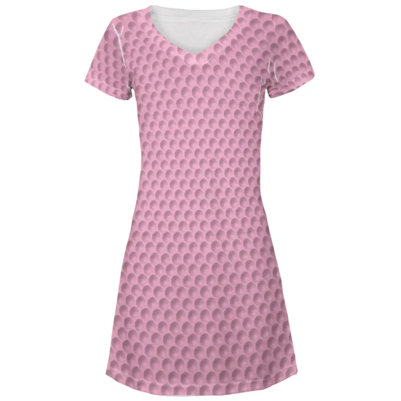 Halloween Golf Ball Costume Pink Juniors V-Neck Beach Cover-Up Dress sold by Old Glory