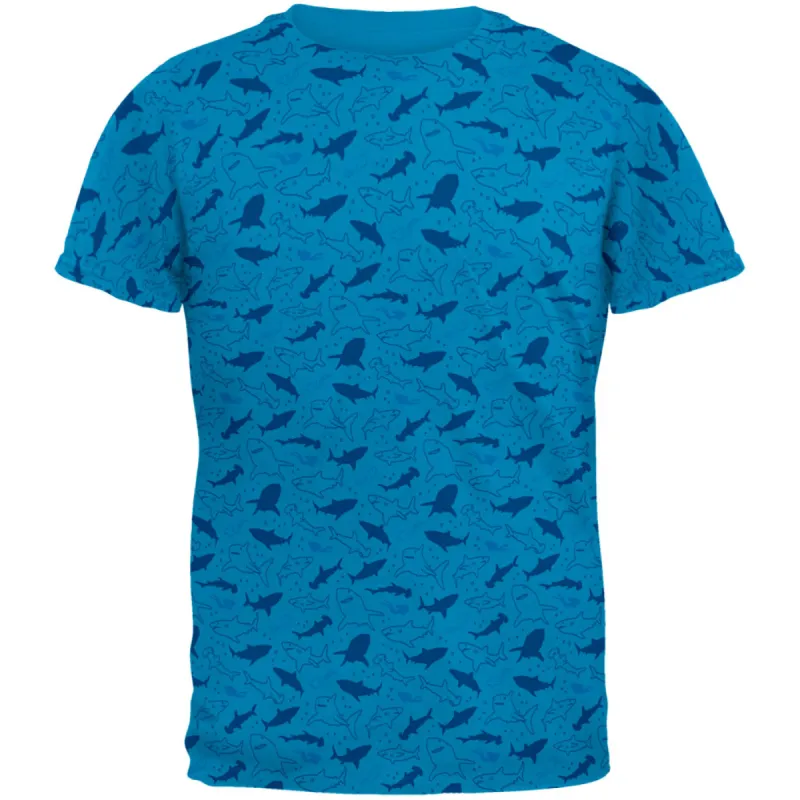 Shark Sharks Outline Repeat Pattern Mens T Shirt sold by Old Glory