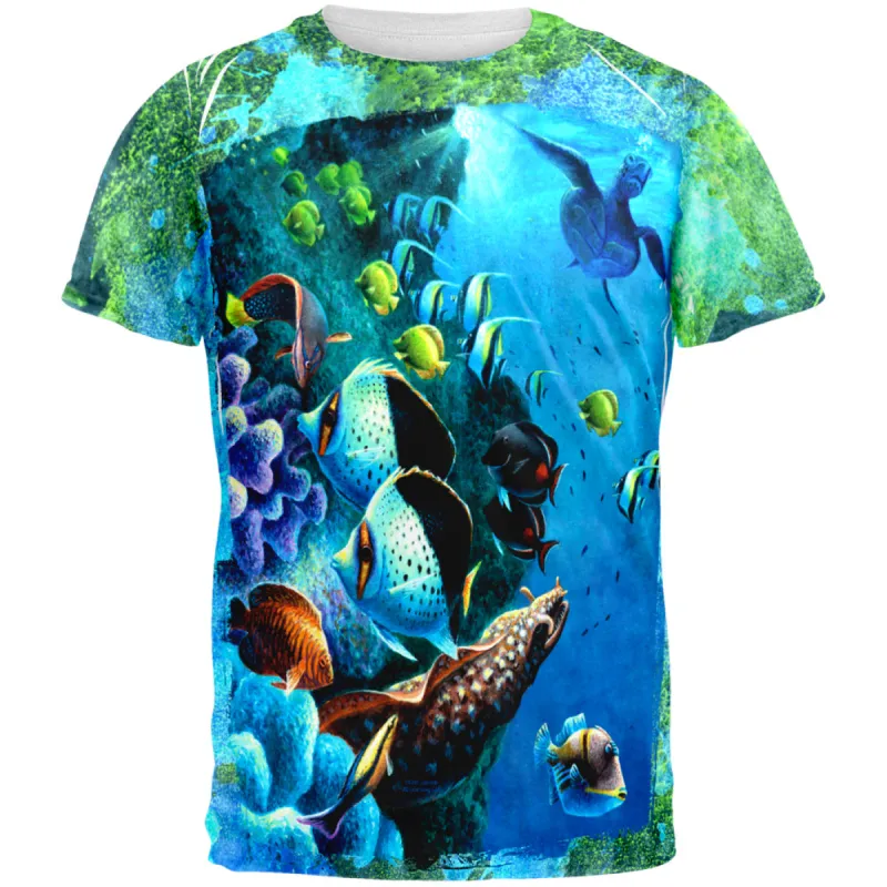 Tropical Reef Splatter All Over Mens T Shirt sold by Old Glory