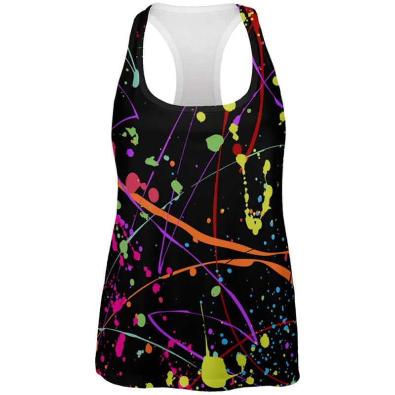 Splatter Paint Black All Over Womens Work Out Tank Top sold by Old Glory