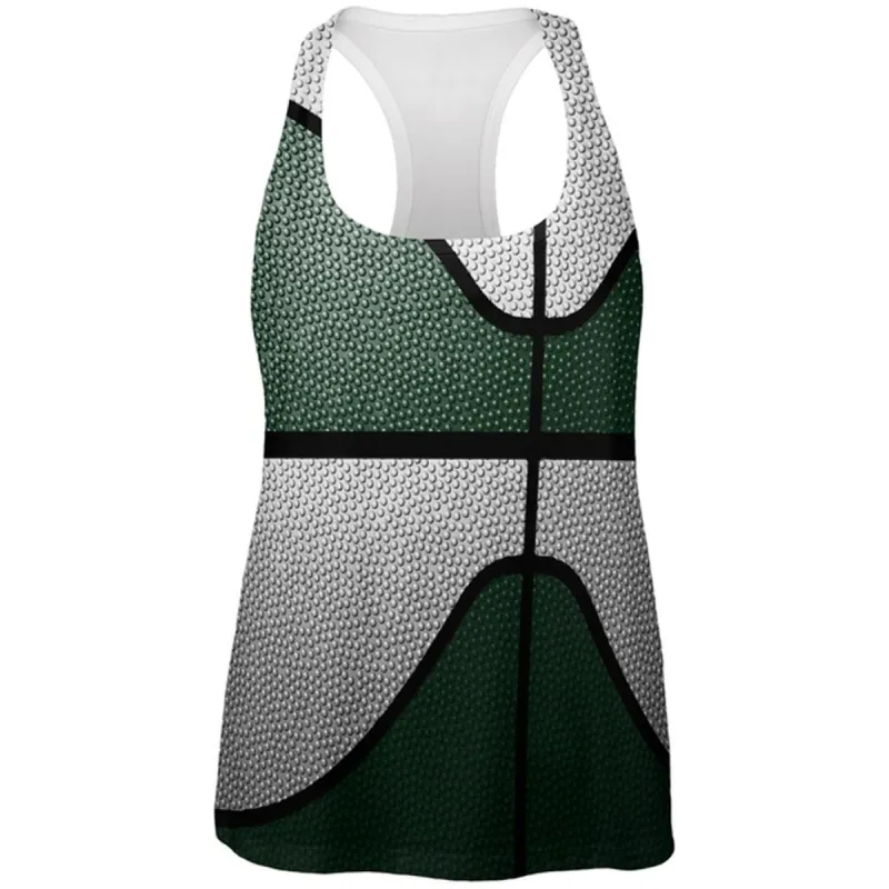 Championship Basketball Forest Green & White All Over Womens Work Out Tank Top sold by Old Glory