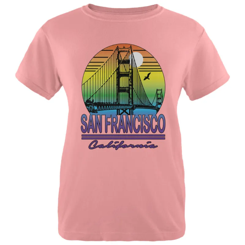 Bridge San Francisco California Rainbow Gradient Womens T Shirt sold by Old Glory