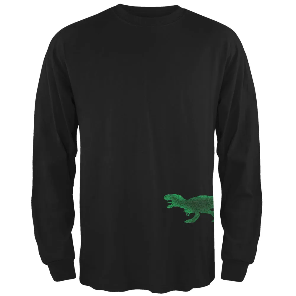 Jurassic - Tyrannosaurus Rex Dinosaur Distressed Black Adult Long Sleeve T-Shirt sold by Old Glory