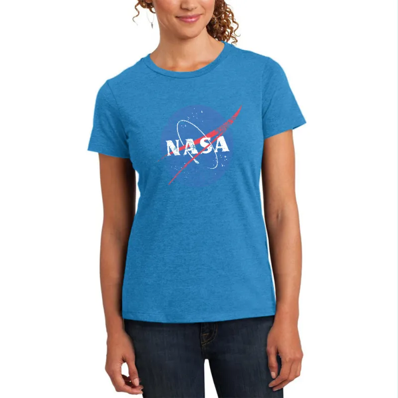 NASA Distressed Logo Womens Soft Heather T Shirt sold by Old Glory