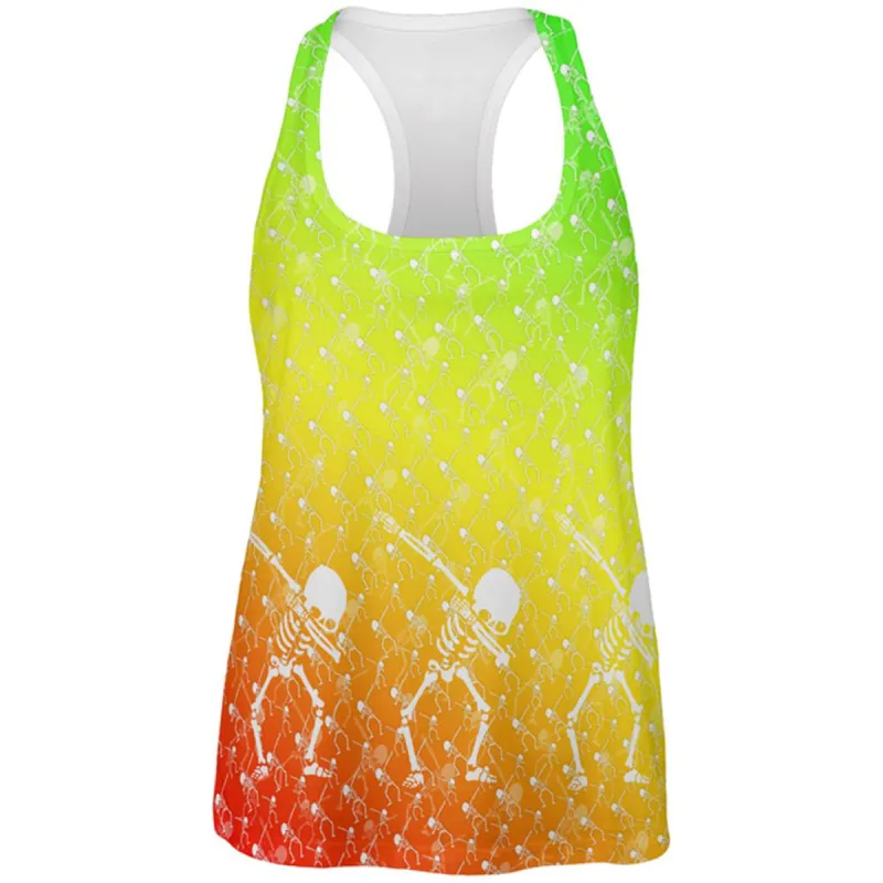 Cinco De Mayo Dancing Dabbing Skeletons All Over Womens Work Out Tank Top sold by Old Glory