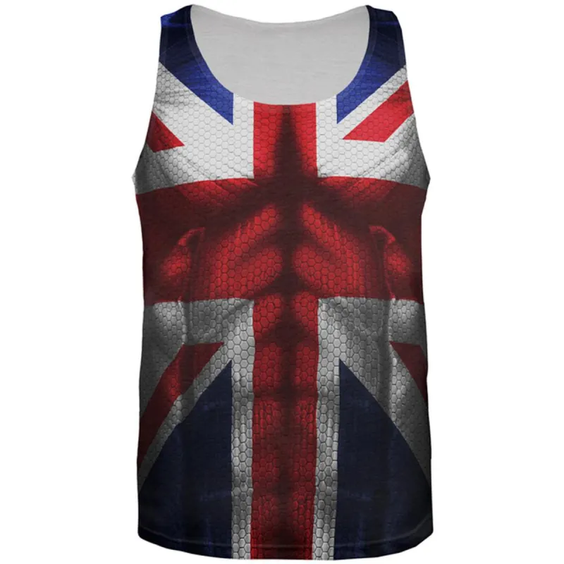 Halloween Union Jack British Flag Superhero Costume All Over Mens Tank Top sold by Old Glory