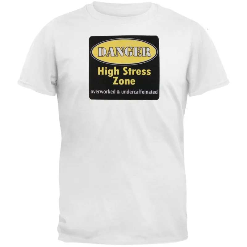 Danger High Stress Zone Yellow Logo Adult T-Shirt sold by Old Glory
