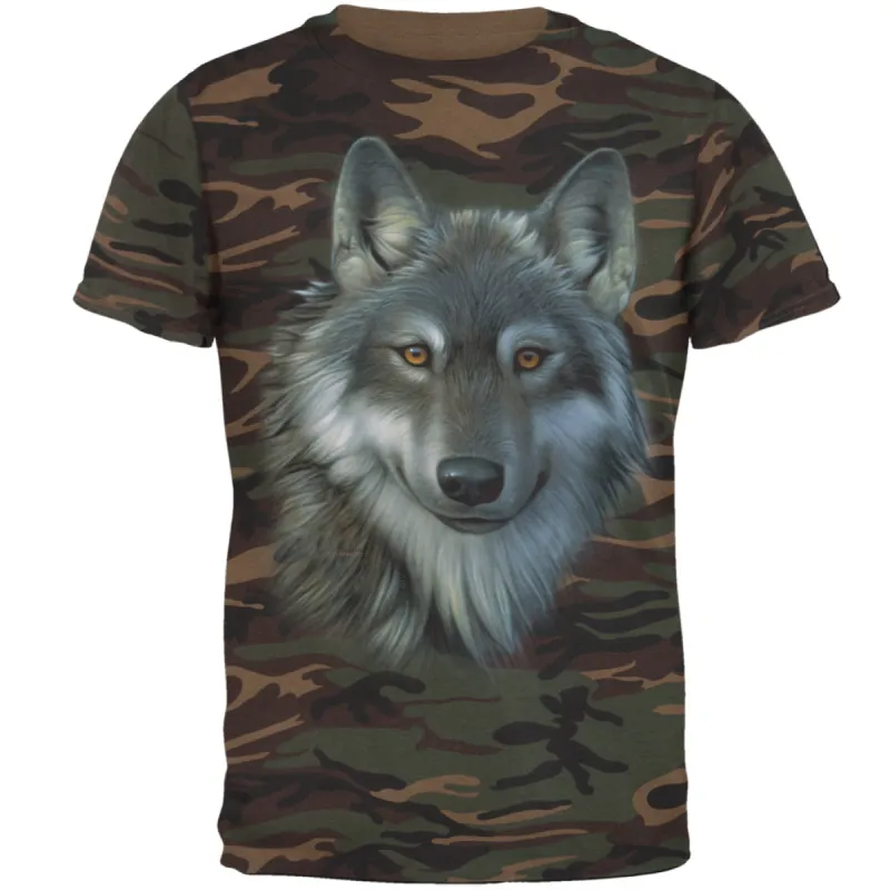 Timber Wolf Face Mens T Shirt sold by Old Glory