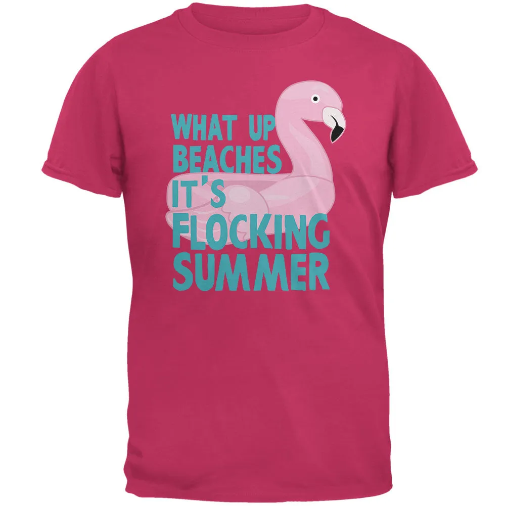Flamingo What Up Beaches It's Flocking Summer Funny Pun Mens T Shirt sold by Old Glory