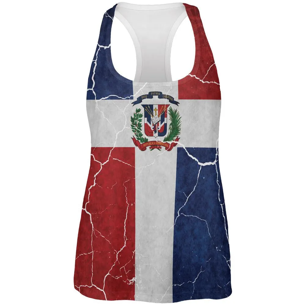 Distressed Dominican Republic Flag All Over Womens Work Out Tank Top sold by Old Glory