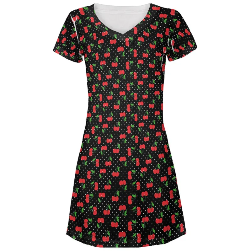 Fruit Cherry Cherries Repeat Pattern All Over Juniors Cover-Up Dress sold by Old Glory