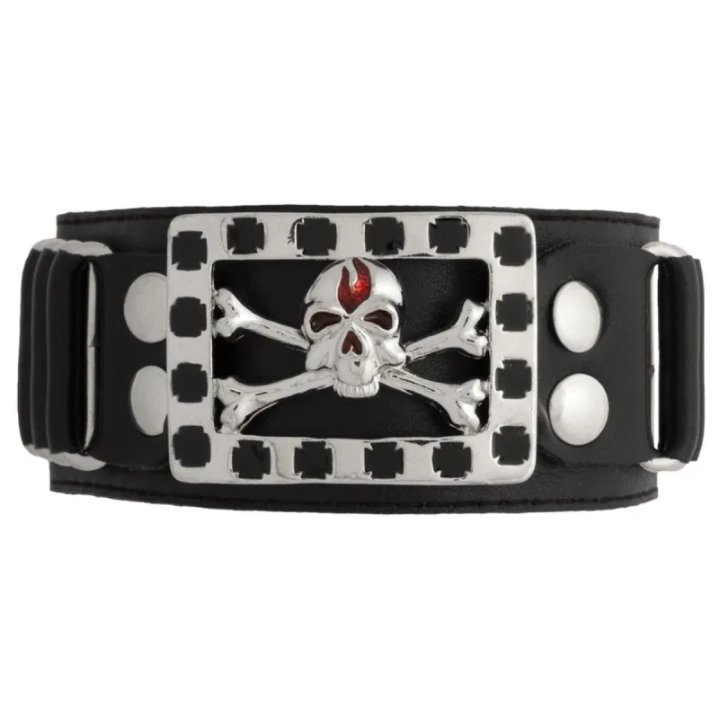 Skull & Crossbones Black Vinyl Wristband sold by Old Glory