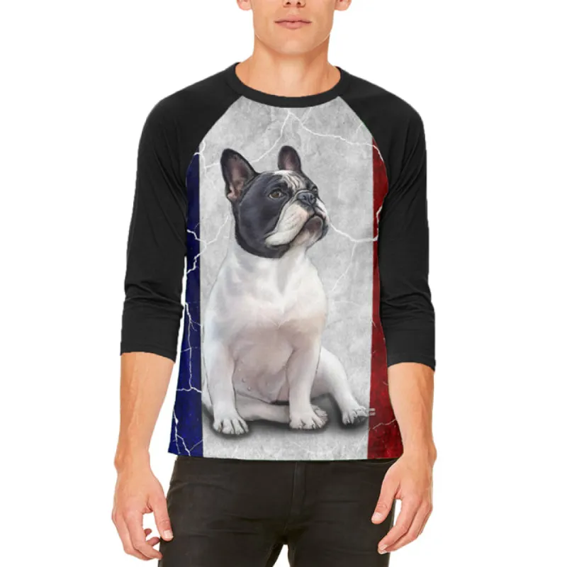 French Bulldog Live Forever Flag Mens Raglan T Shirt sold by Old Glory