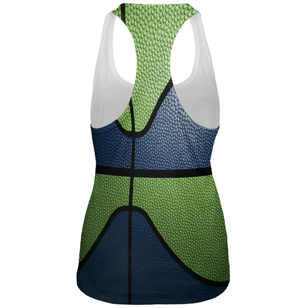 Championship Basketball Dark Blue and Electric Green All Over Womens Work Out Tank Top sold by Old Glory product image thumbnail 2