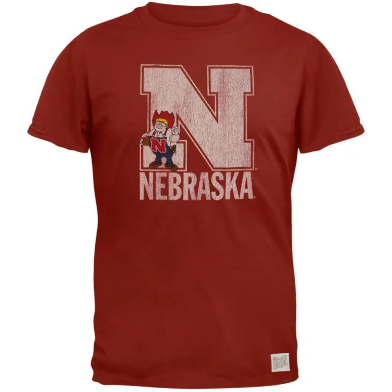 Nebraska Cornhuskers - Mascot in Letter Vintage Adult Soft T-Shirt sold by Old Glory