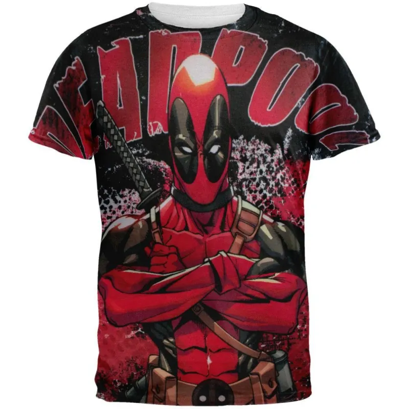 Deadpool - Deadly Skills All Over Adult T-Shirt sold by Old Glory