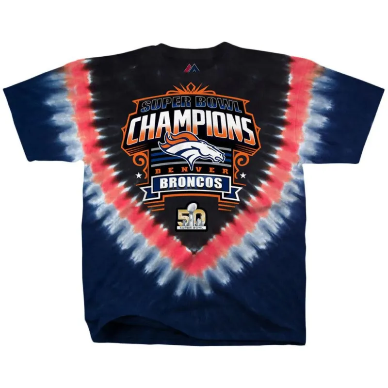 Denver Broncos - Super Bowl Shield Tie Dye Adult T-Shirt sold by Old Glory