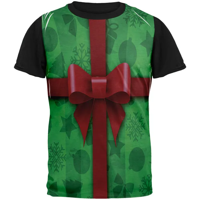 Green Christmas Present Costume All Over Mens Black Back T Shirt sold by Old Glory