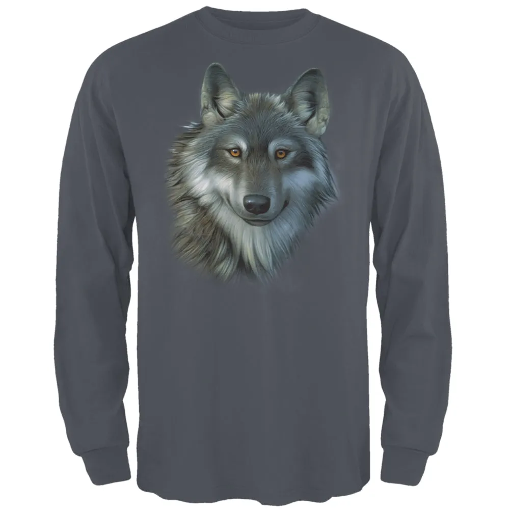 Timber Wolf Face Mens Long Sleeve T Shirt sold by Old Glory product image thumbnail 2