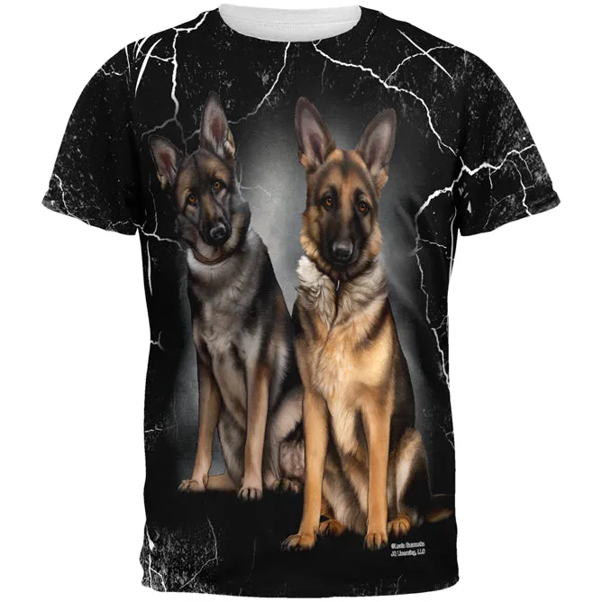 German Shepherds Live Forever All Over Adult T-Shirt sold by Old Glory