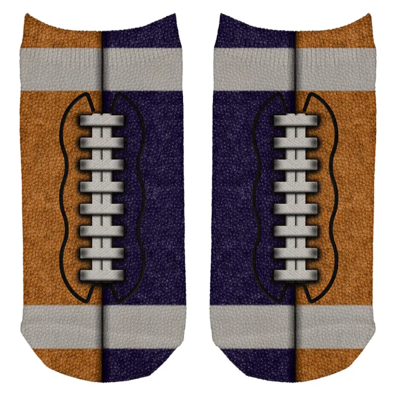 Fantasy Football Team Orange and Navy All Over Adult Ankle Socks sold by Old Glory