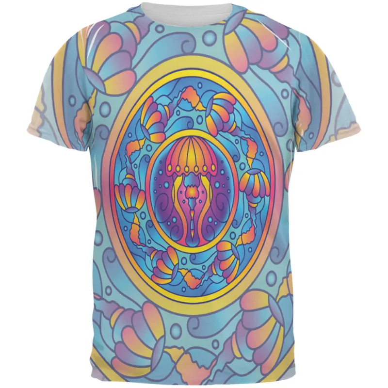 Mandala Trippy Stained Glass Jellyfish All Over Mens T Shirt sold by Old Glory