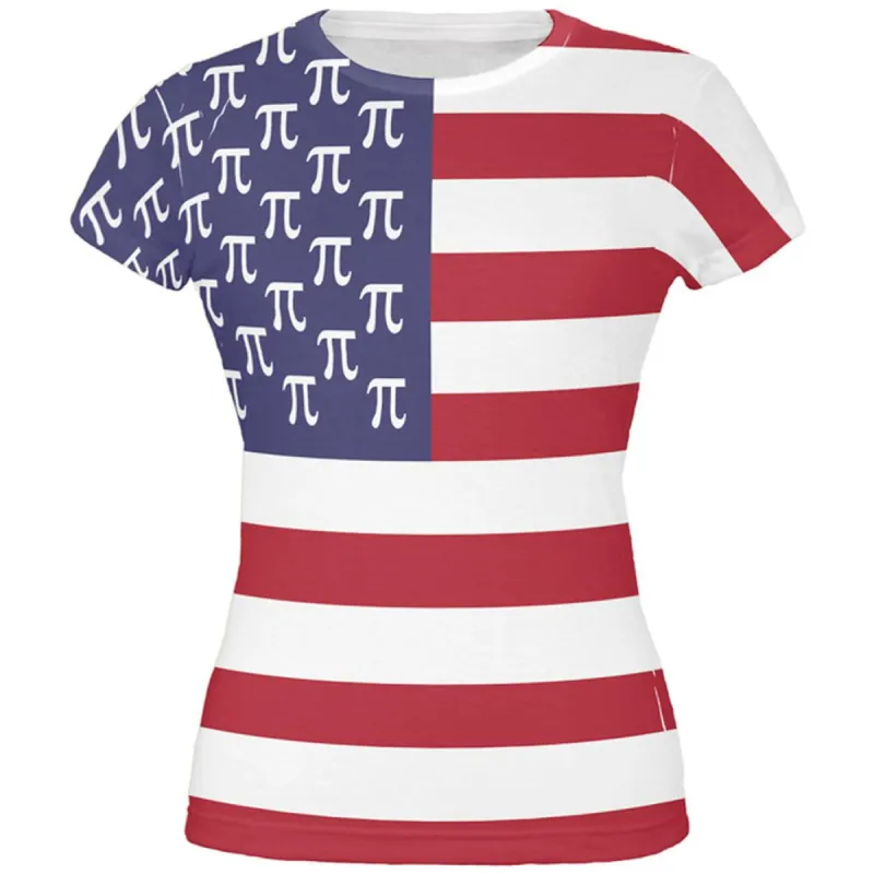 4th of July American Pi Flag All Over Juniors T Shirt sold by Old Glory