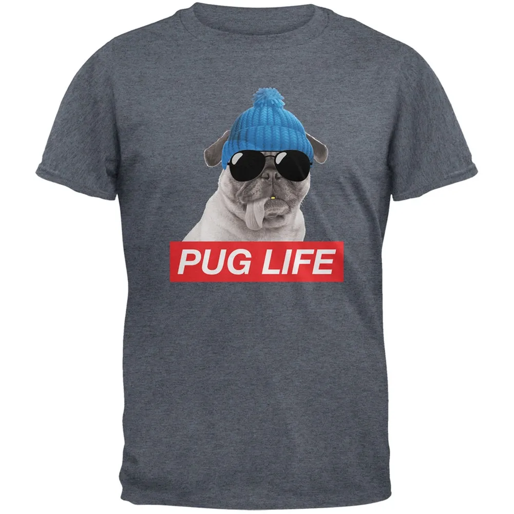 Pug Life Dark Heather Grey Adult T-Shirt sold by Old Glory