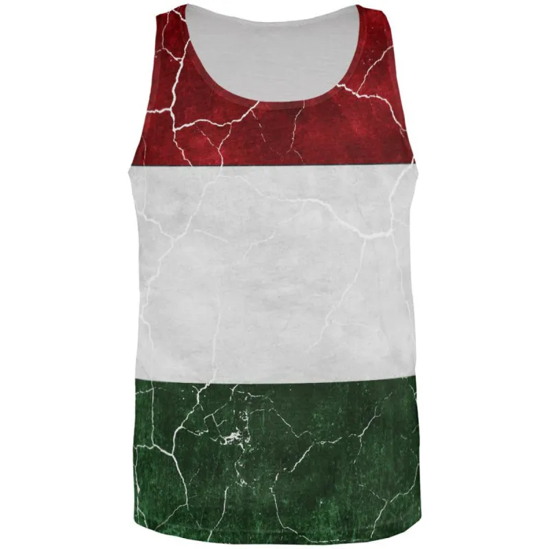Distressed Hungarian Flag All Over Mens Tank Top sold by Old Glory