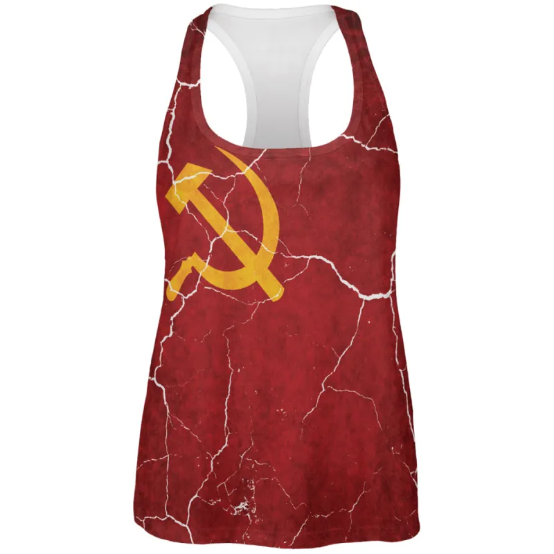 Distressed Soviet Union Flag All Over Womens Work Out Tank Top sold by Old Glory