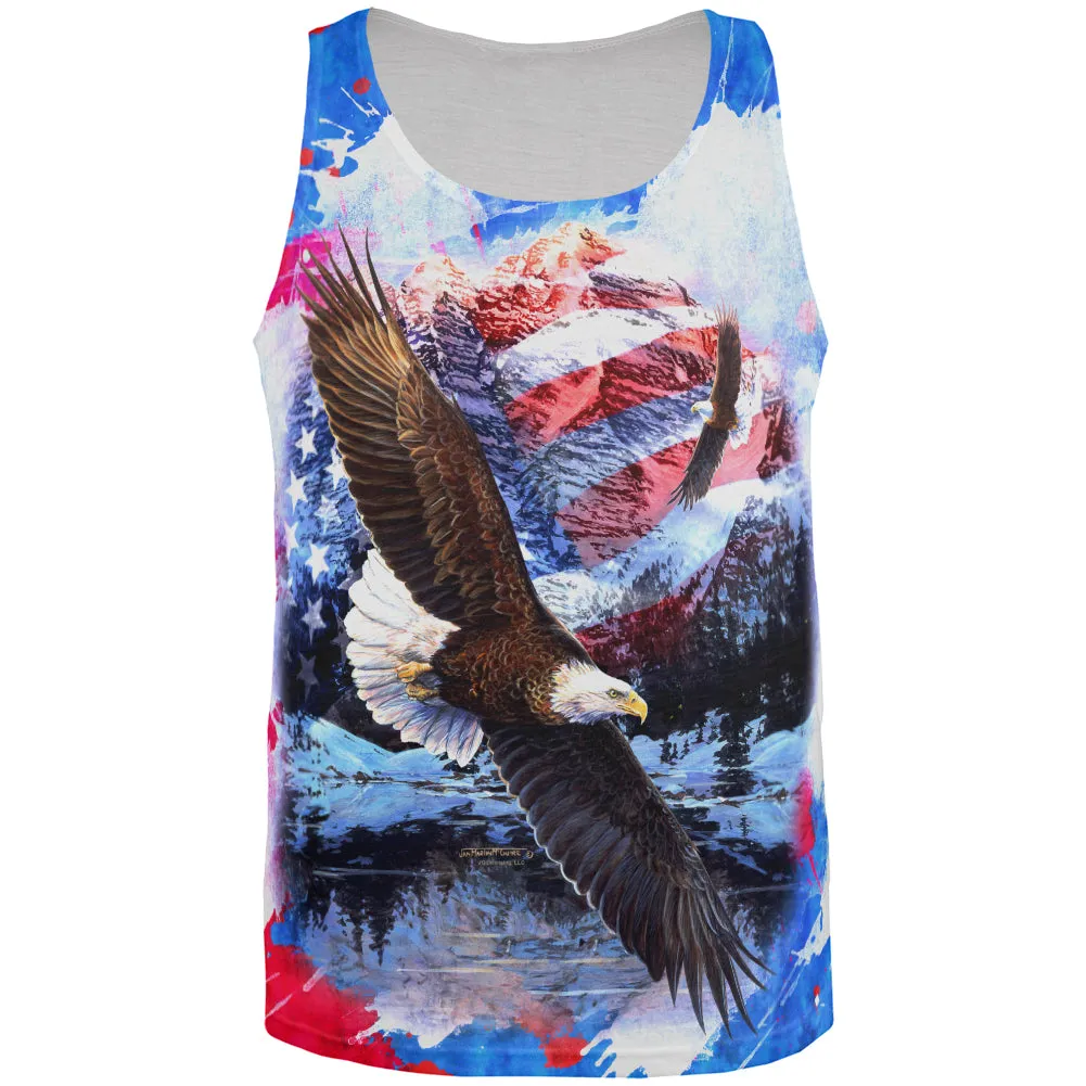 4th of July American Flag Bald Eagle Splatter All Over Mens Tank Top sold by Old Glory