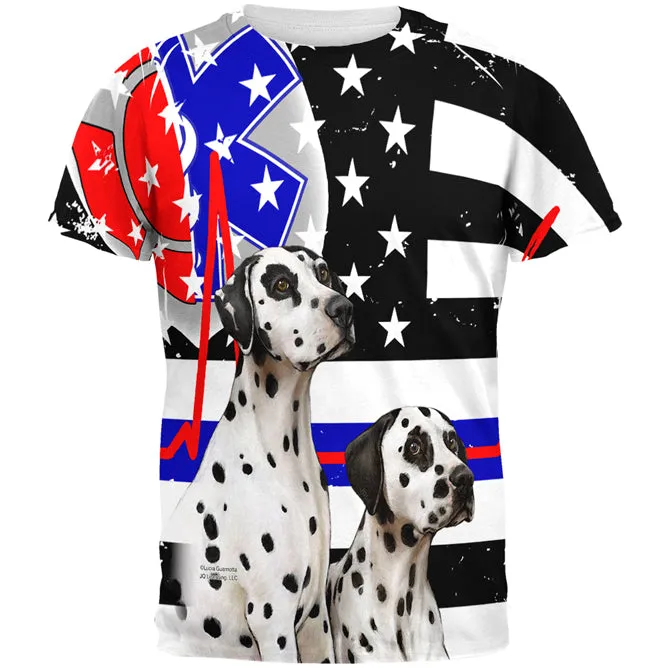 Firefighter EMT Dalmatian Live Forever Thin Red Line Flag All Over Mens T Shirt sold by Old Glory