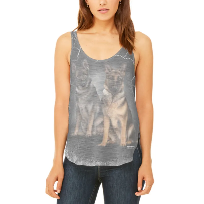 German Shepherds Live Forever Juniors Flowy Side Slit Tank Top sold by Old Glory